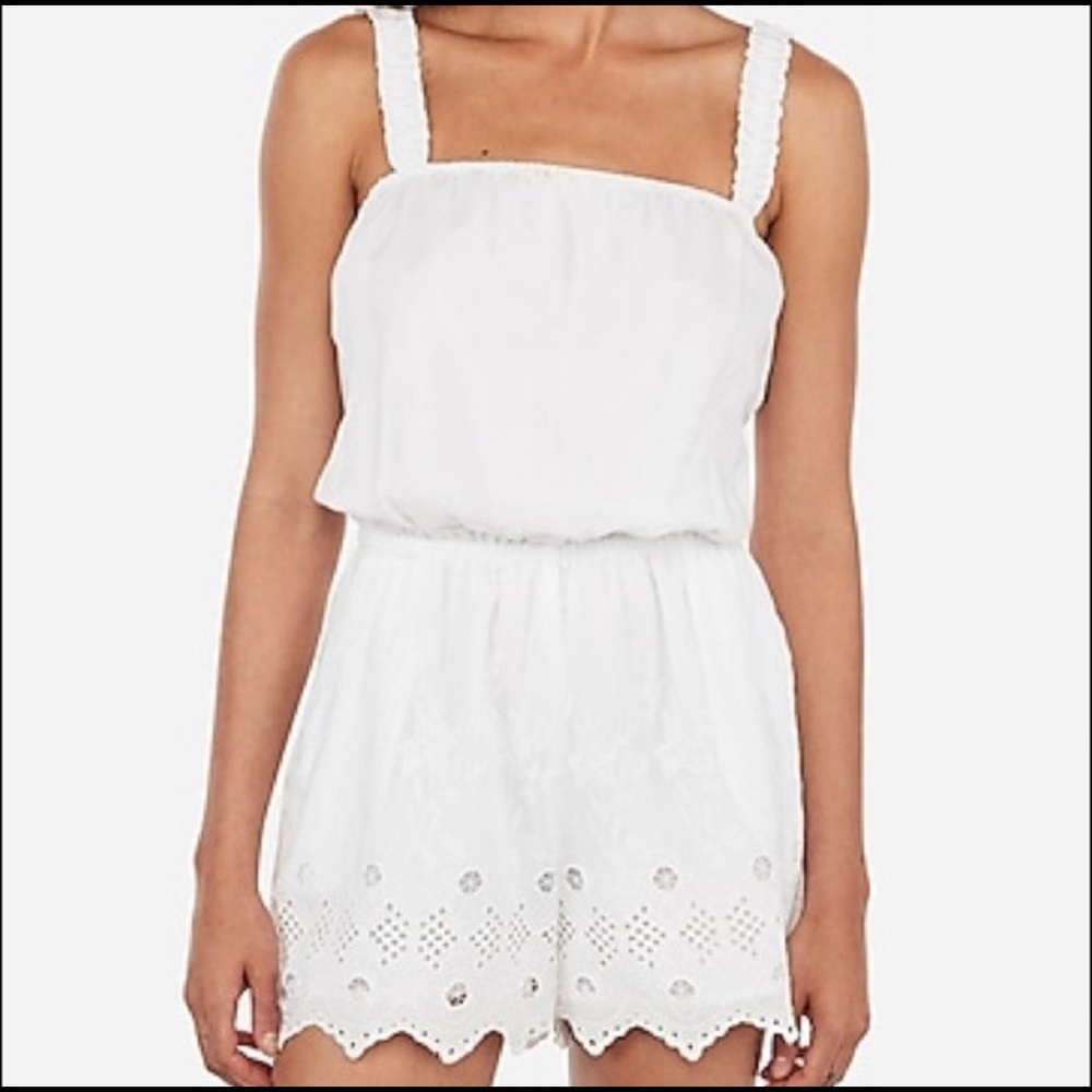 Express: Eyelet Lace Cinched Romper